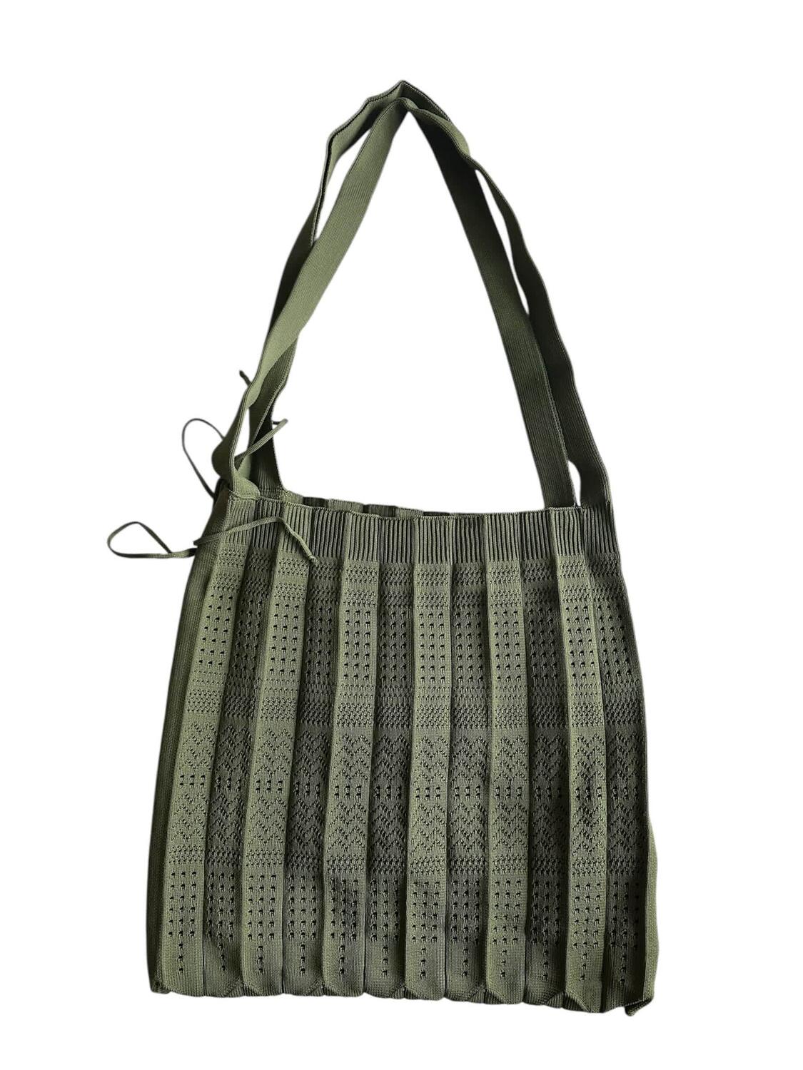 Lang Rosalia strikket taske - Olive